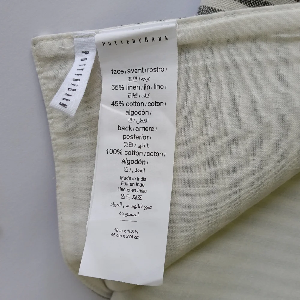 NWT Pottery Barn Wheaton Stripe Linen/Cotton Table Runner 18
